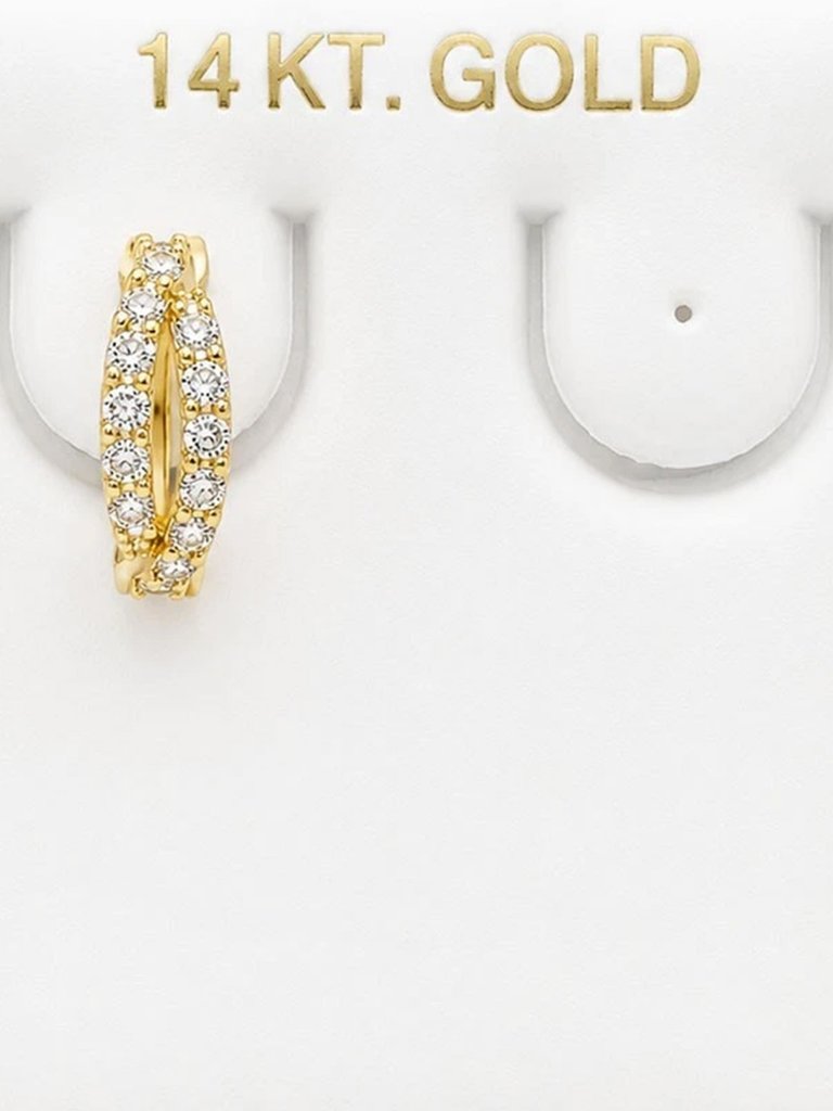 Created White Sapphires Single Huggie Earring 14k Yellow Gold